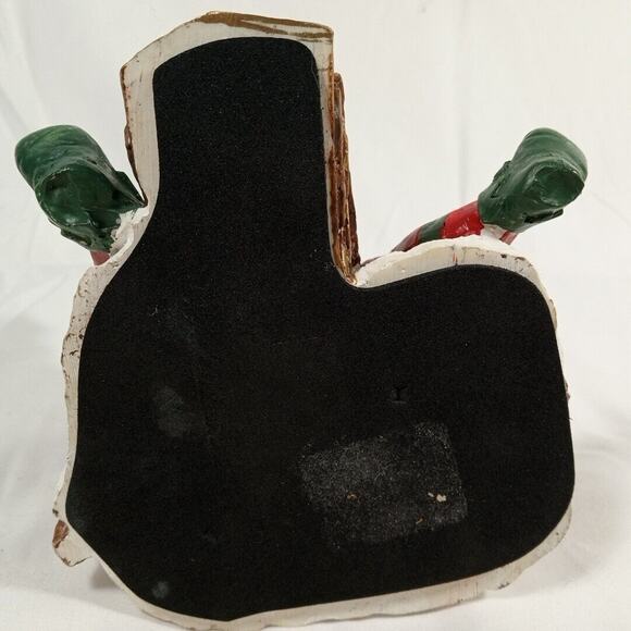 Holiday Christmas Santa Elf Riding Train w/ Paintbrush, Hand painted, Ceramic - Picture 15 of 16